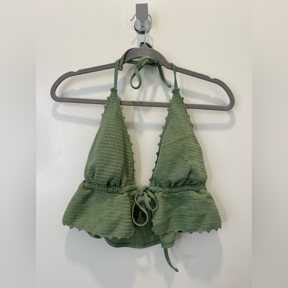 Green swimsuit top